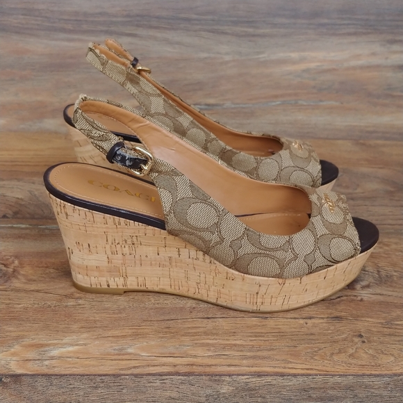 Coach Ferry Signature Platform Wedge Heels - Picture 2 of 14